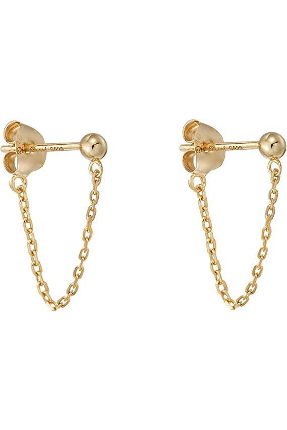 Cubic Zirconia Stud Earrings with Chain Sterling Silver Chain Earrings for Women Dangle Earrings for Women TrendyGold