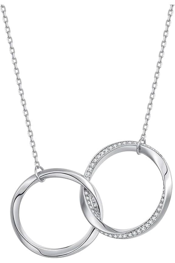 Dainty Circle Pendant Necklace for Women 14K Gold Plated Circle Interlock Friendship Sister Mother Daughter Necklace Birthday/Christmas Jewelry Gifts