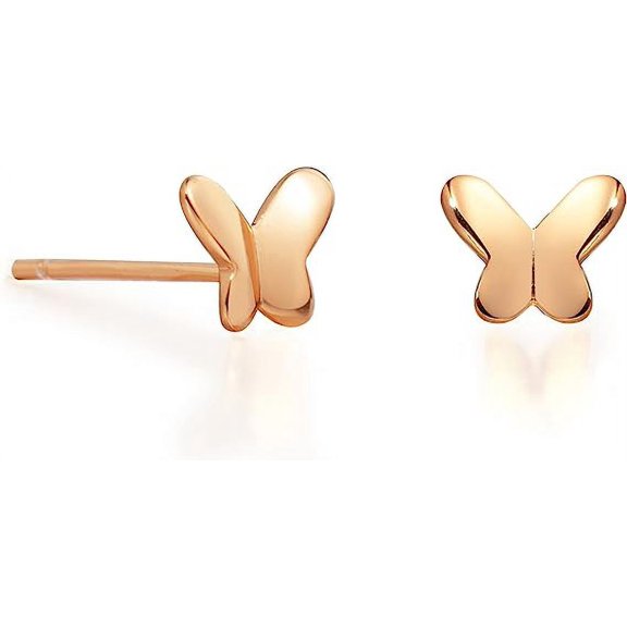S.Leaf  Earrings In Sterling Silver Small Butterfly Stud Earrings For Women Suitable For Sensitive Ears.（Rose Gold）