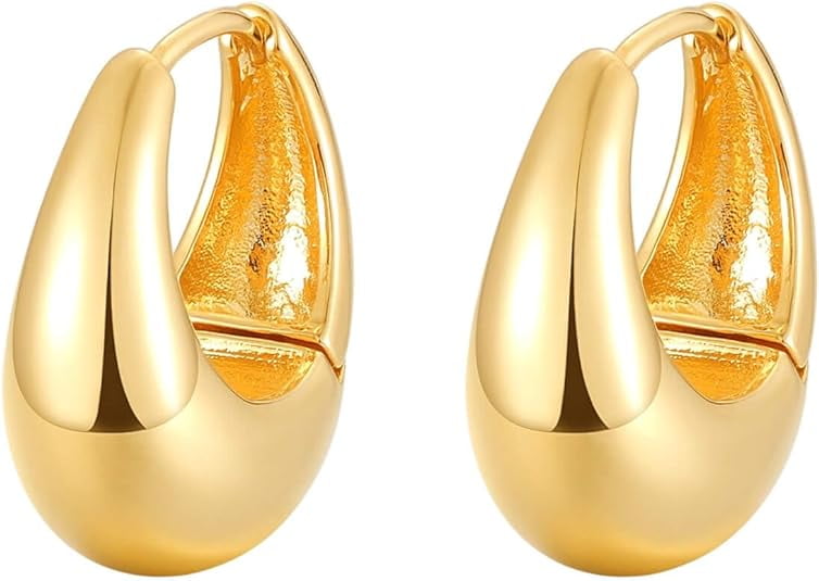S.Leaf Hoop Earrings for Women Chunky Gold Hoop Earrings Thick Gold Hoop Earrings Huggie Hoop Earrings Silver Hoop Earrings