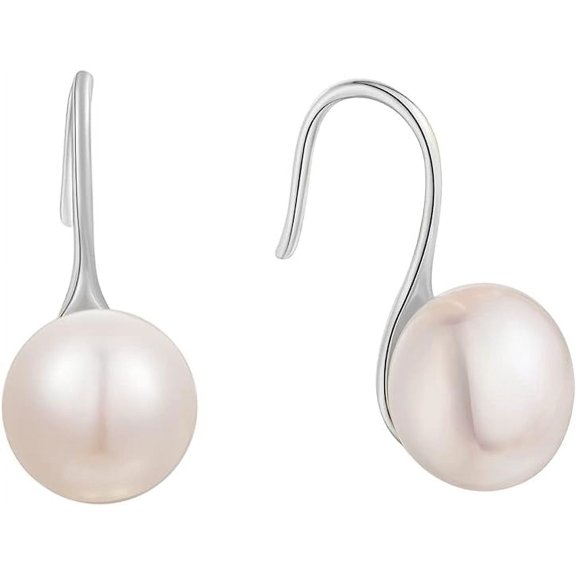 S. Leaf S925 Sterling Silver Natural Aquatic Freshwater Pearl Dangle EarringsSilver