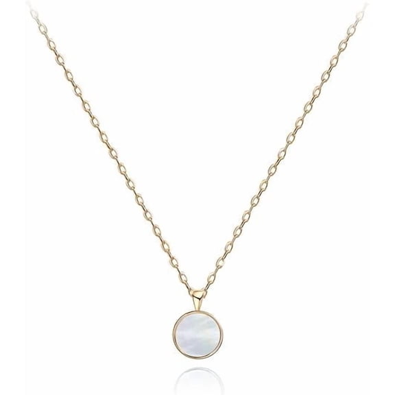 S.Leaf Shell Necklace Sterling Silver Dainty Necklace for Women Mother of Pearl Necklace Choker Necklace for Women Friendship Necklace Sterling Silver Necklace for Women Pendant Necklace for Women