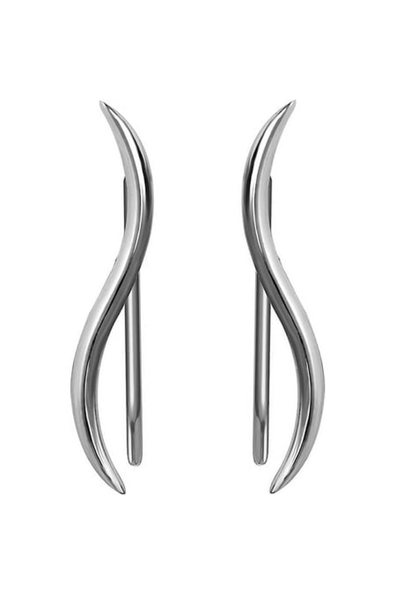Sterling Silver Ear Climber Crawler Cuff Earrings - 925 Sterling Silver