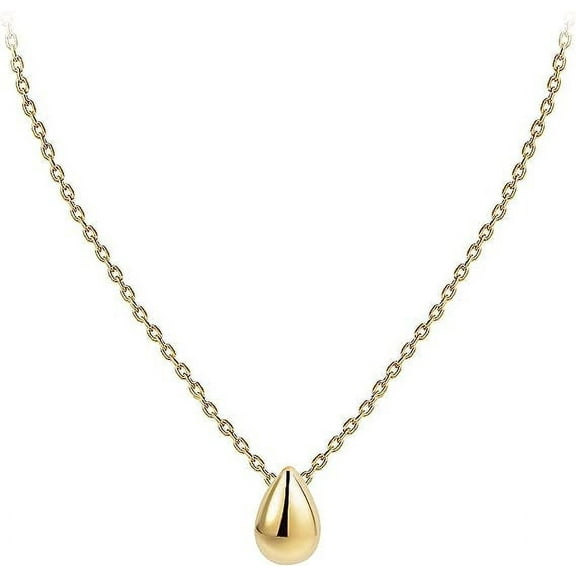 S.Leaf Water Drop Necklace 925 White Gold Plating over SilverMinimalist Sterling Silver Choker Necklaces (Silver-Necklace)