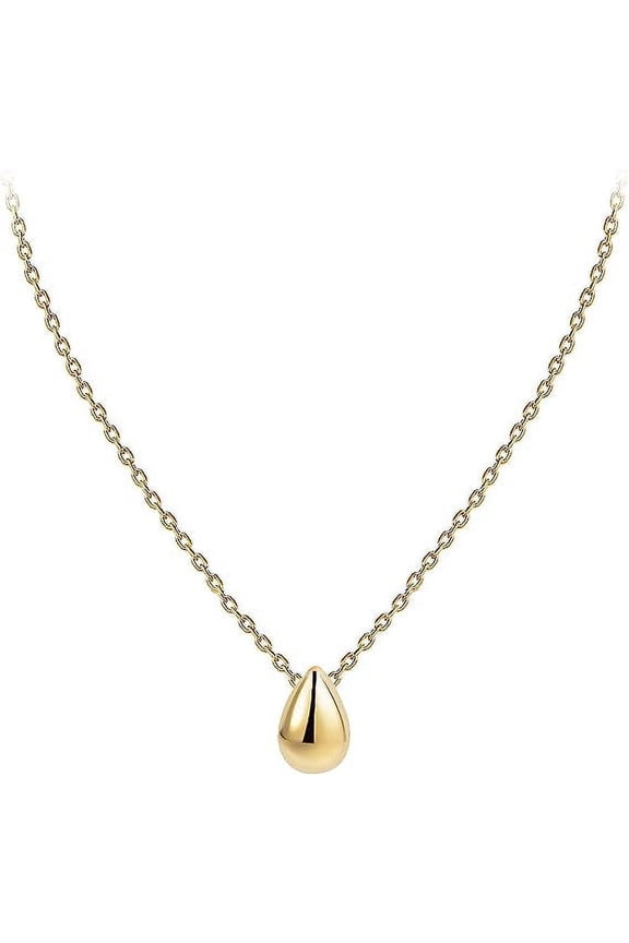 Water Drop Necklace 925 White Gold Plating over SilverMinimalist Sterling Silver Choker Necklaces (Silver-Necklace)