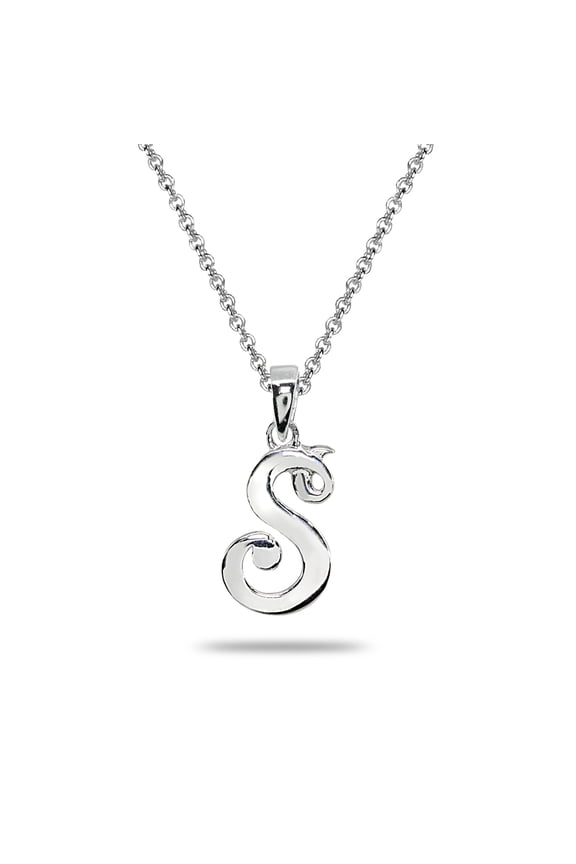 S Letter Initial Alphabet Name Personalized 925 Sterling Silver Pendant Necklace