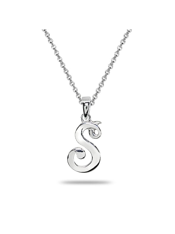 S Letter Initial Alphabet Name Personalized 925 Sterling Silver Pendant Necklace