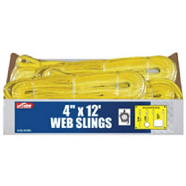 S-Line 20-EE2-9804X12 Eye to Eye Twisted Web Lifting Sling, 4 in W x 12 ft L, 2-Ply, Loop End