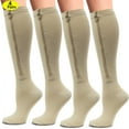 thumbnail image 1 of S/M(4 Pack) Zipper Compression Socks for Women Men, 20-30mmHg Closed Toe Knee High Support Socks, Wide Plus Size Calf Compression Stockings,ChYoung, 1 of 10