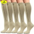 thumbnail image 1 of S/M(5 Pack) Zipper Compression Socks for Women Men, 20-30mmHg Closed Toe Knee High Support Socks, Wide Plus Size Calf Compression Stockings,ChYoung, 1 of 10