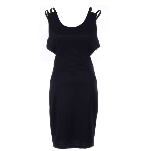 S/M Fit Black Center Point Meet In the Back Multi-Strap Cocktail Dress