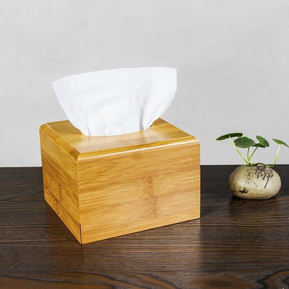 S/M/L Tissue Box Bamboo Napkin Boxes Car Tissue Holder Shelf Storage Case for Household Living Room Bathroom Drawer Paper Box (S)