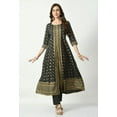 thumbnail image 1 of S MAJIDA Kurta Set for Women Foil Print Polyster Blend Kurta Pant with 3/4 Sleeve, 1 of 5
