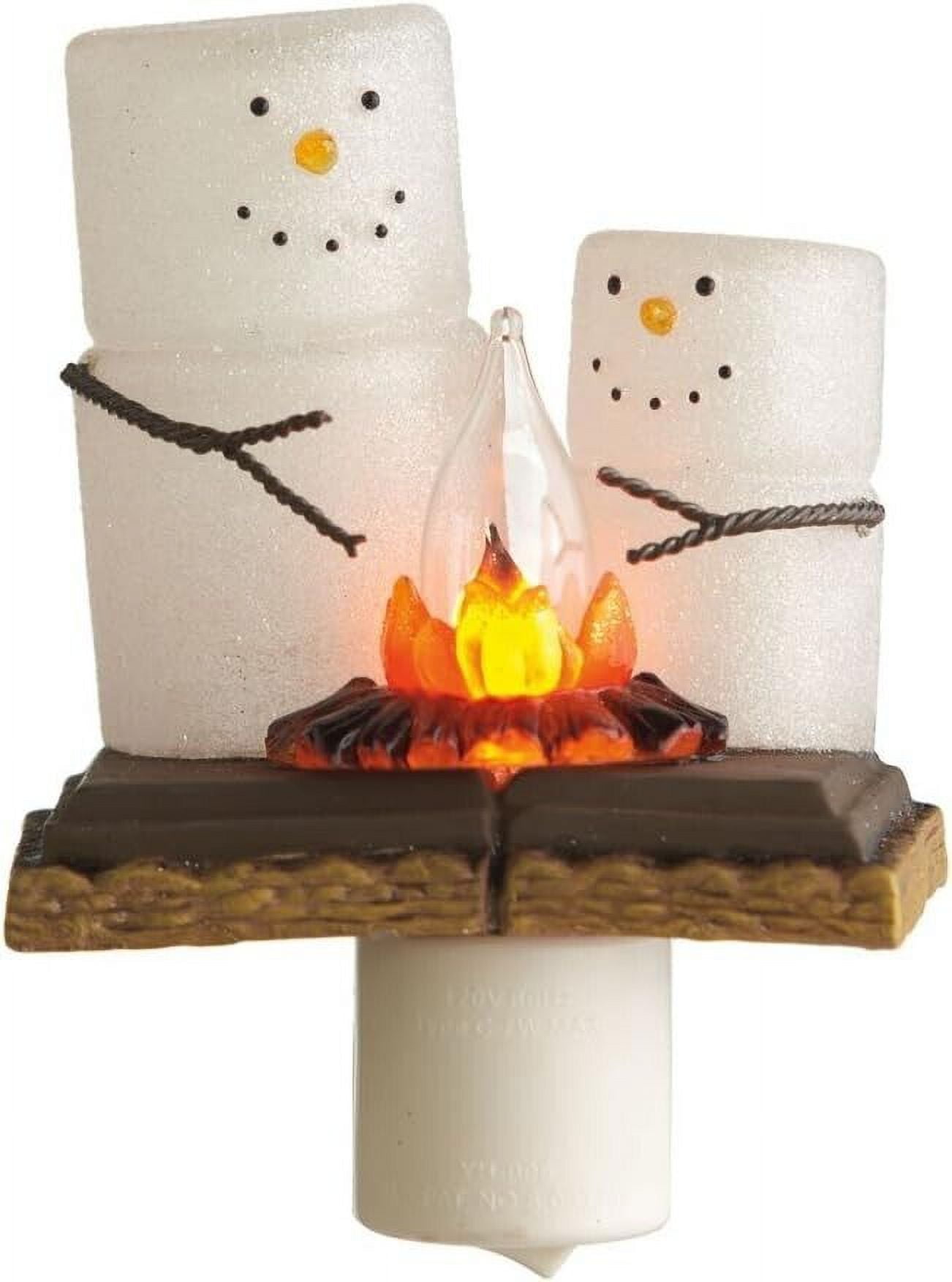 S'MORES SNOWMAN CAMPFIRE Electric Night Light, by Ganz