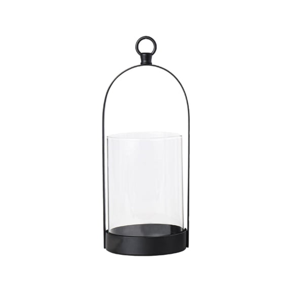S Metal Frame Glass Black Taper Candle Holder Windproof Hanging For Wedding Patio Tabletop Decor