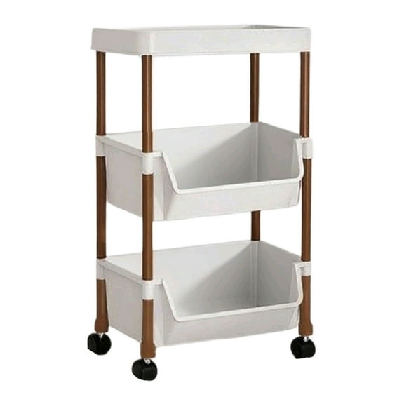 S Multi Layer Storage Cart With Wheels 3-Tier Rolling Organizer Rack Mobile Kitchen Cart For Living Room Bedroom Bathroom Plastic Storage Shelf With 4 Hooks Easy Assembly 12.6X9.45X22.44 I