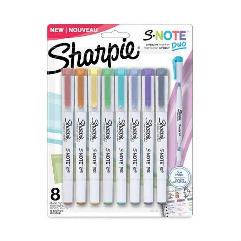 S-Note Creative Markers, Assorted Ink Colors, Bullet/Chisel Tip, White Barrel, 8/Pack S-Note Creative Markers, Assorted Ink Colors, Bullet/Chisel Tip, White Barrel, 8/Pack