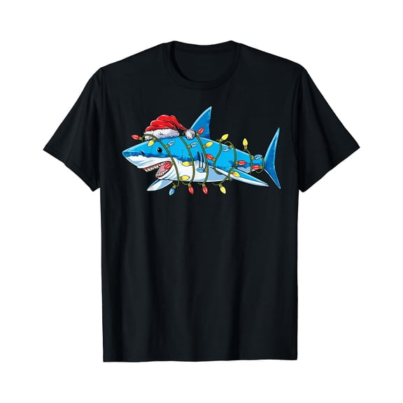 S@Nt_A Shark Krismast Lights Sharkmas Krismast T-Shirt