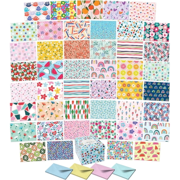 S&O Blank Cards for All Occasions in One Box Set - Blank Notecards for Handwritten Messages - All Occasion Notes Assortment Box with covers - 100 Vibrant Notecards and Envelopes Pack