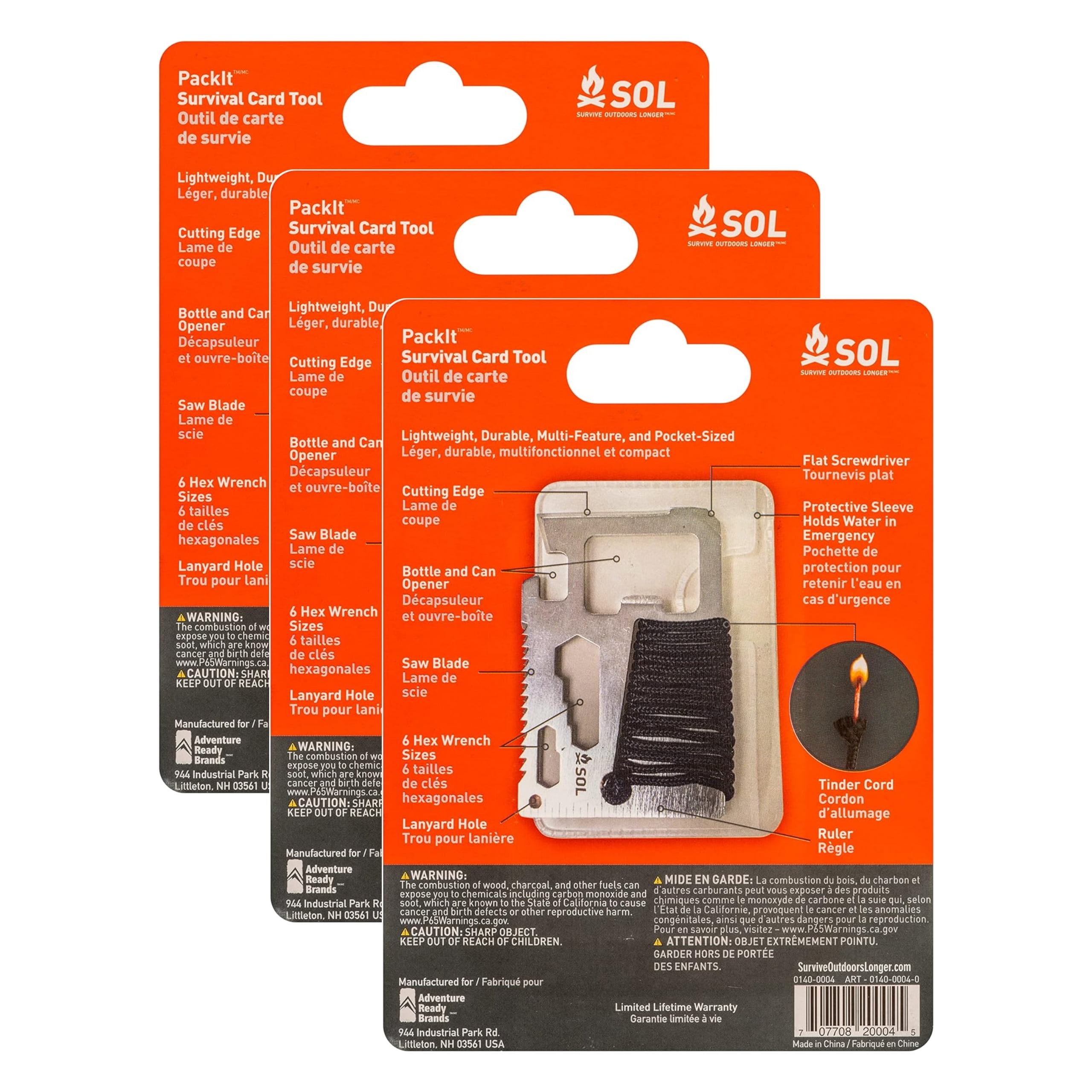 S.O.L. - PackIt Survival Card Tool - 3 Pack - Walmart.com
