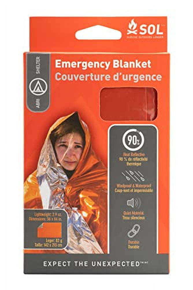 SOL 56" x 84" Orange and Silver Emergency Blanket