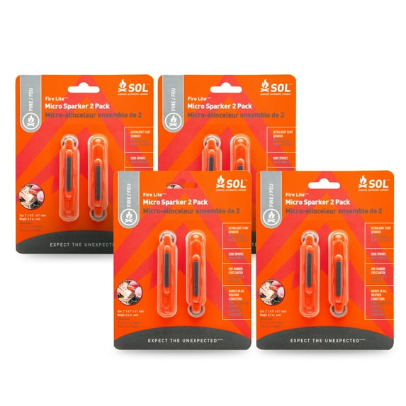 S.O.L. Survive Outdoors Longer Fire Lite Micro Sparker, 2ct - (Pack of 4)