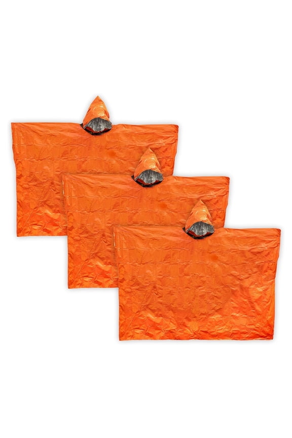 S.O.L. Survive Outdoors Longer S.O.L. Heat Reflective Waterproof Poncho (3 Pack)