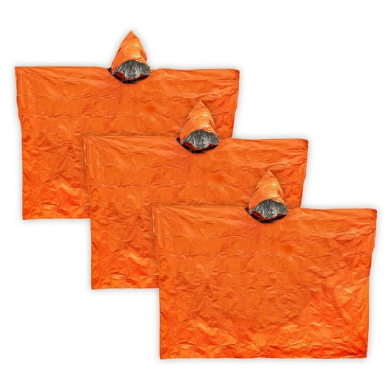 S.O.L. Survive Outdoors Longer S.O.L. Heat Reflective Waterproof Poncho (3 Pack)