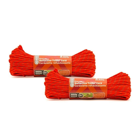 S.O.L. Survive Outdoors Longer S.O.L. Utility Reflective Tinder Cord, 100ft (2 Pack)