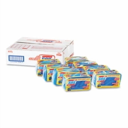 S.O.S. All Surface Scrubber Sponge, 2.5 x 4.5, 0.9" Thick, Dark Blue, 3/Pack, 8 Packs/Carton, Each