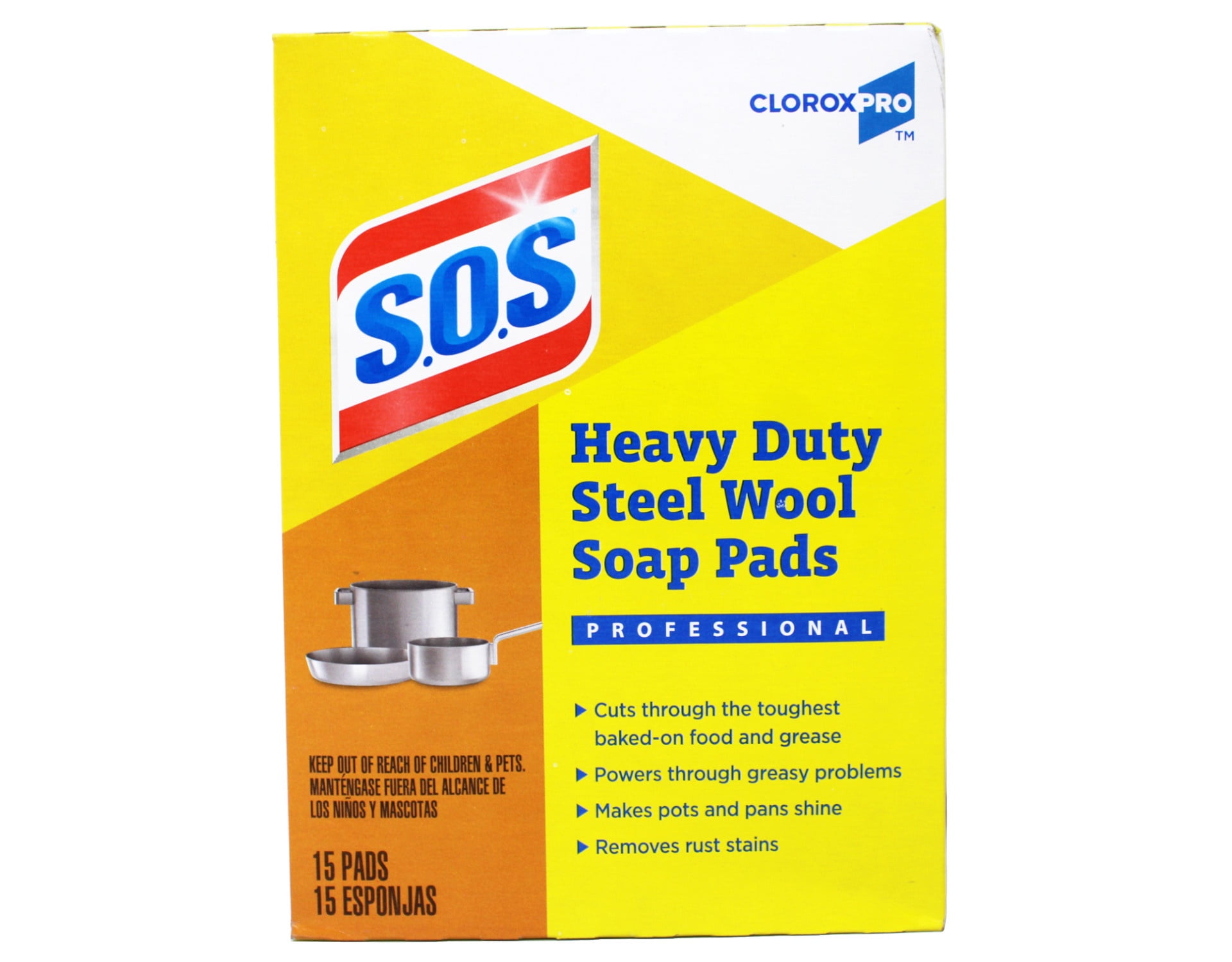 S.O.S. Steel Wool Soap Pads, Sold as 1 Box, 15 Each per Box S.O.S. Steel Wool Soap Pads, Sold as 1 Box, 15 Each per Box