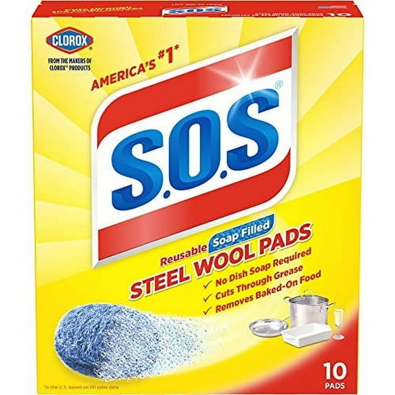 S.O.S Steel Wool Soap Pads, 10 Ct, 2 Pack