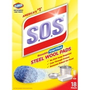 S.O.S. S.O.S Steel Wool Soap Pads, 18 Count Pack of 12   Residential Use, Standard Application