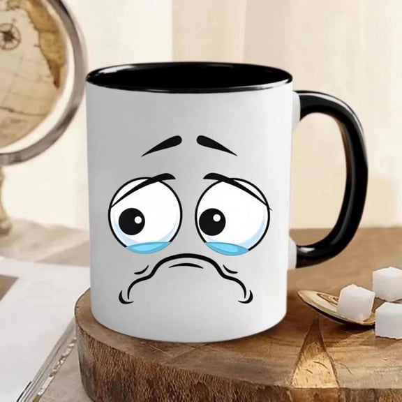 It S Okay to Cry When You re Upset Ceramic Coffee Mug with Funny Cartoon Face Design Reusable Dishwasher Ideal Home Kitchen or Office Use Family Friends Lovers Girlfriends