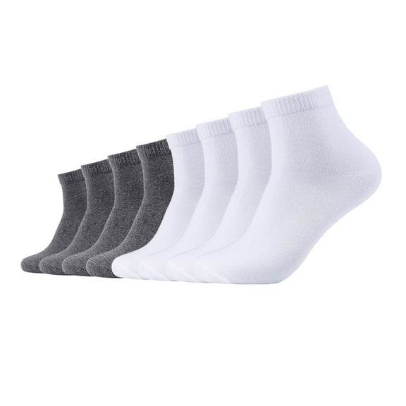 S.Oliver Unisex Socks, 8-Pack - Quarter, Plain White/Grey 39-42 (Uk 6-8)
