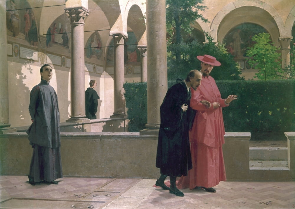 S Onofrio Rome (Torquato Tasso E Il Cardinale Cinzio Aldobrandini Al Convento SantOnofrio Di Roma) Canvas Art -  (36 x 24)