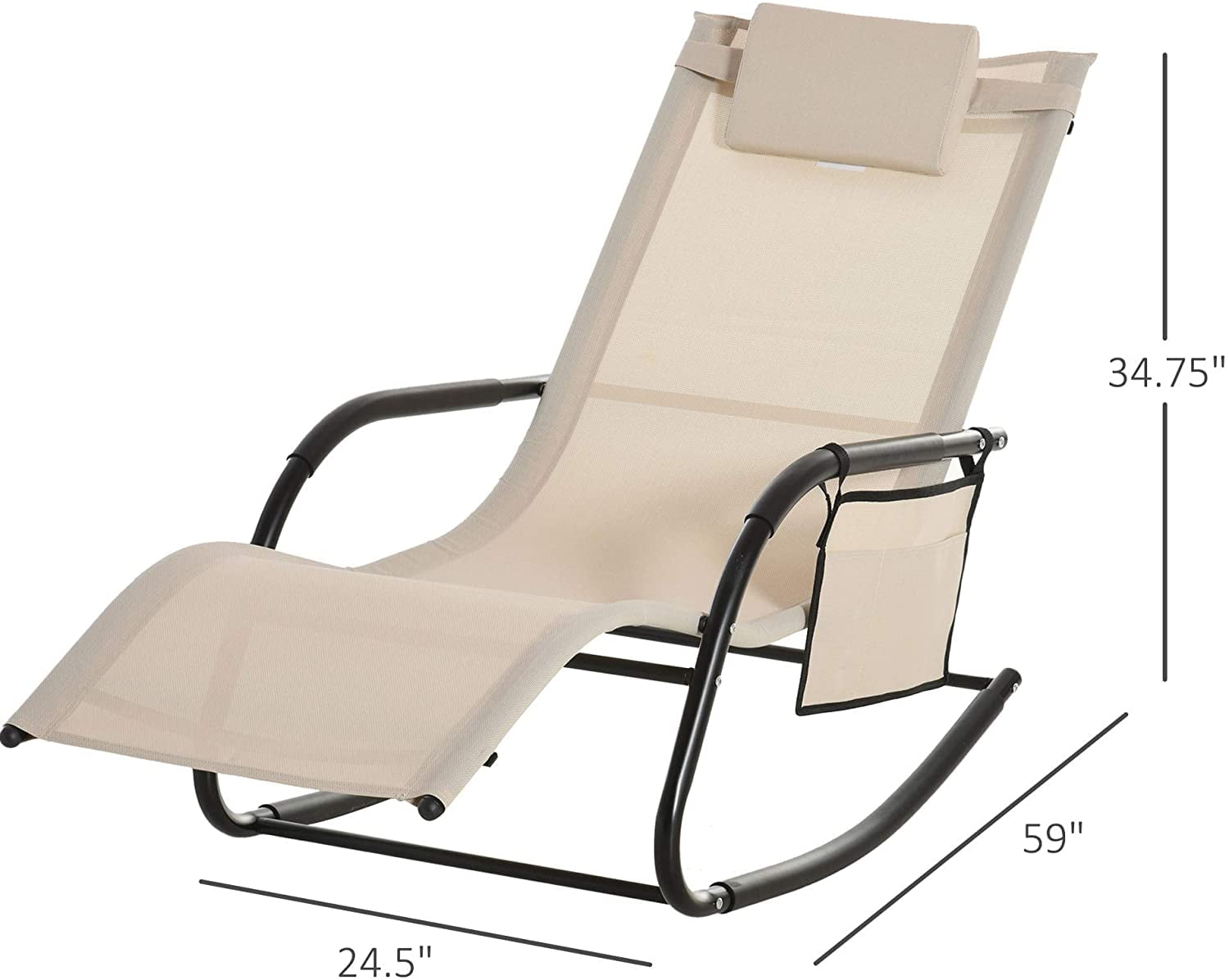 S Outdoor Rocking Chair, Chaise Lounge Pool Chair for Sun Tanning