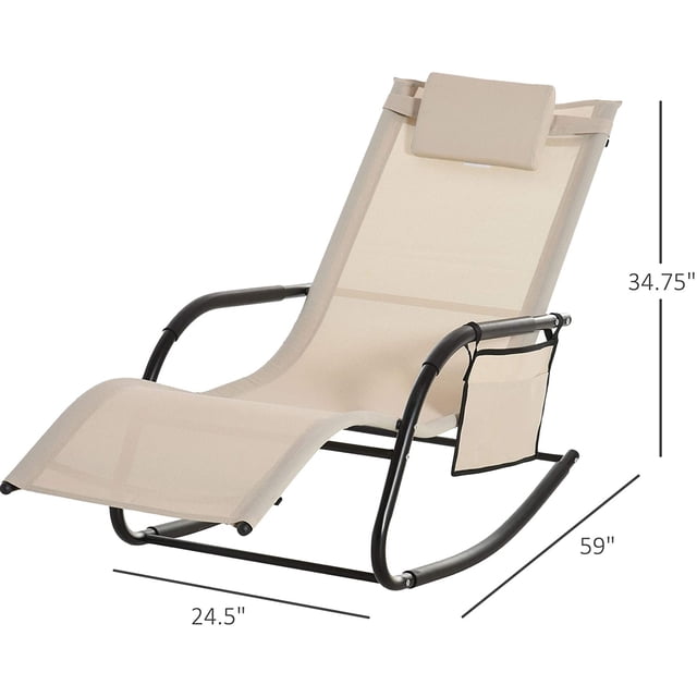 S Outdoor Rocking Chair, Chaise Lounge Pool Chair for Sun Tanning