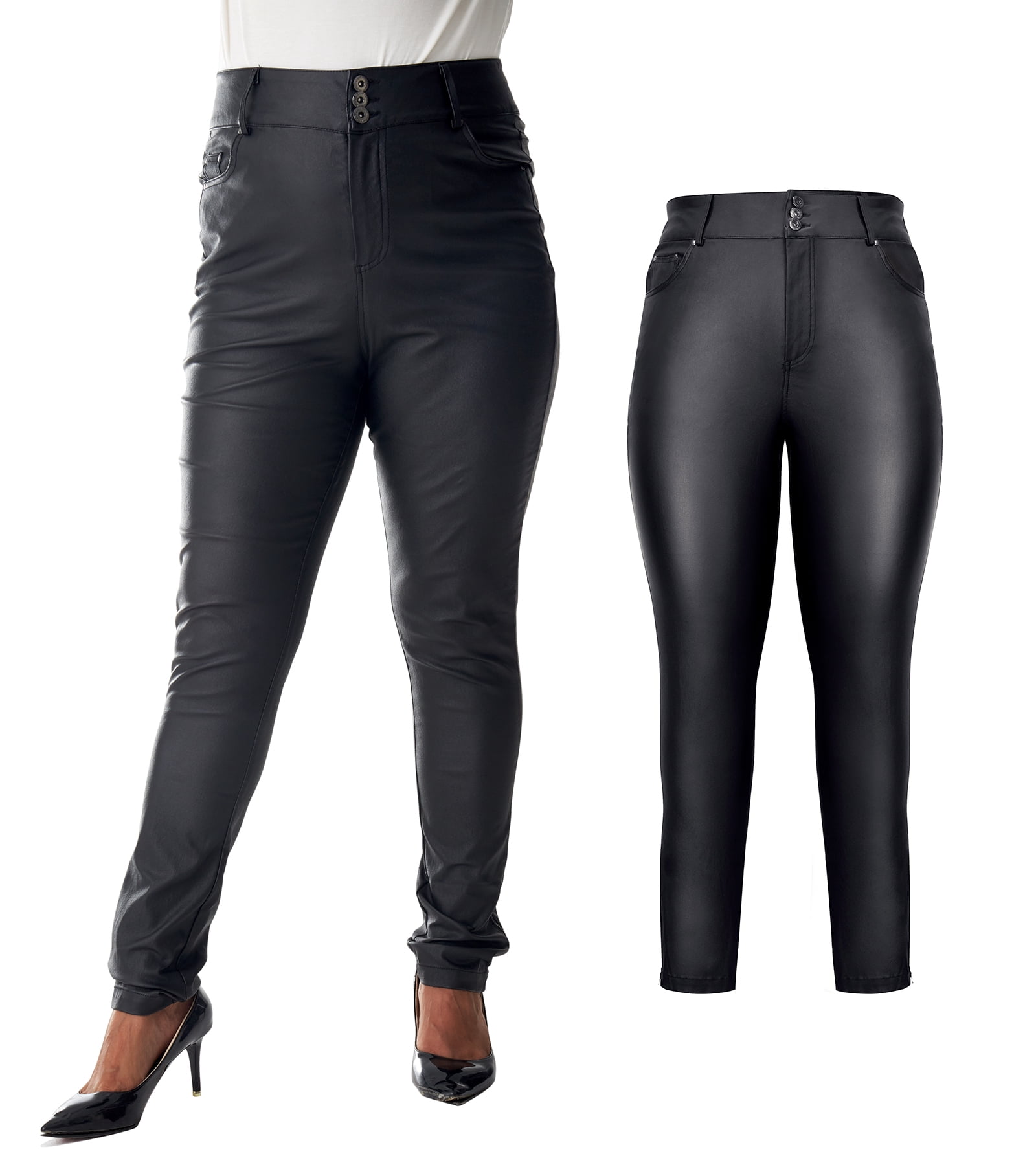 S P Y M Women's Stretchy Jeggings, Faux Leather Legging Pants