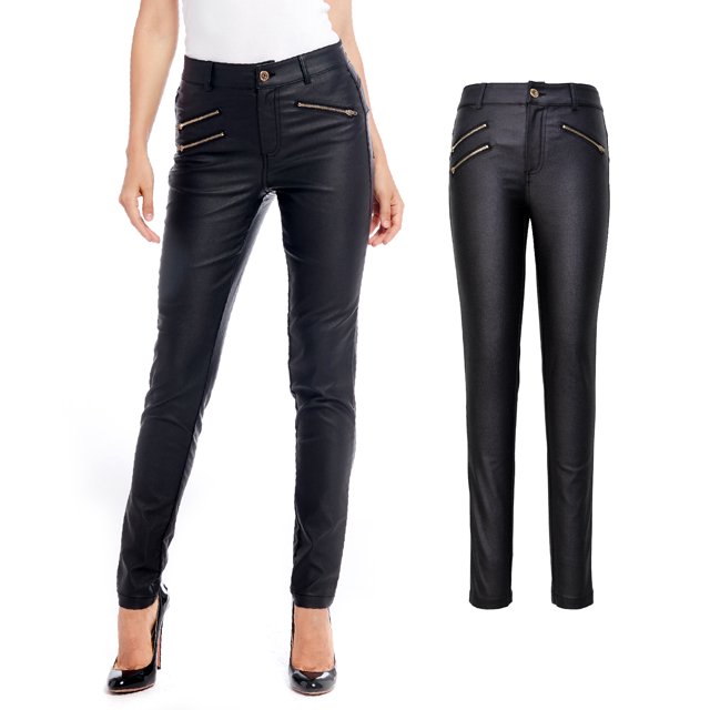 S P Y M Women's Stretchy Jeggings, Faux Leather Legging Pants with