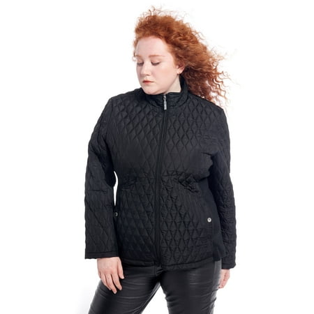 S P Y M Womens Diamond Quilted Jacket Lightweight Padding Coat with Pockets, Regular and Plus Size