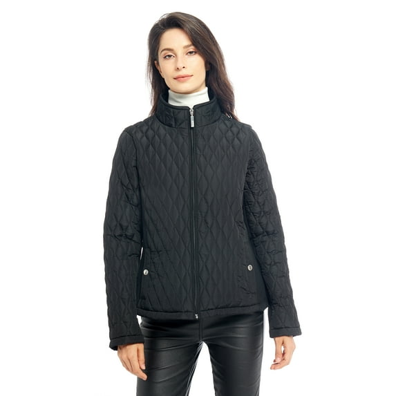 S P Y M Womens Diamond Quilted Jacket Lightweight Padding Coat with Pockets, Regular and Plus Size
