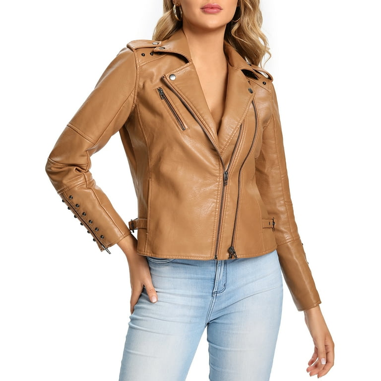 Leather jacket with outlet rivets