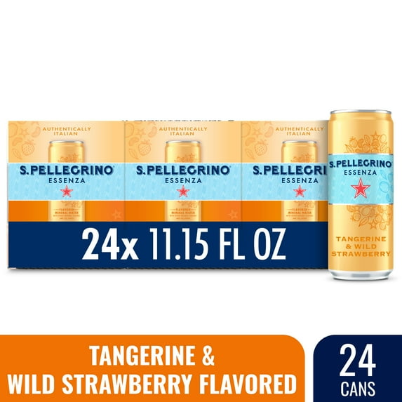 S.Pellegrino Essenza Tangerine and Wild Strawberry Flavored Mineral Water with Natural CO2 Added, 267.6 fl oz