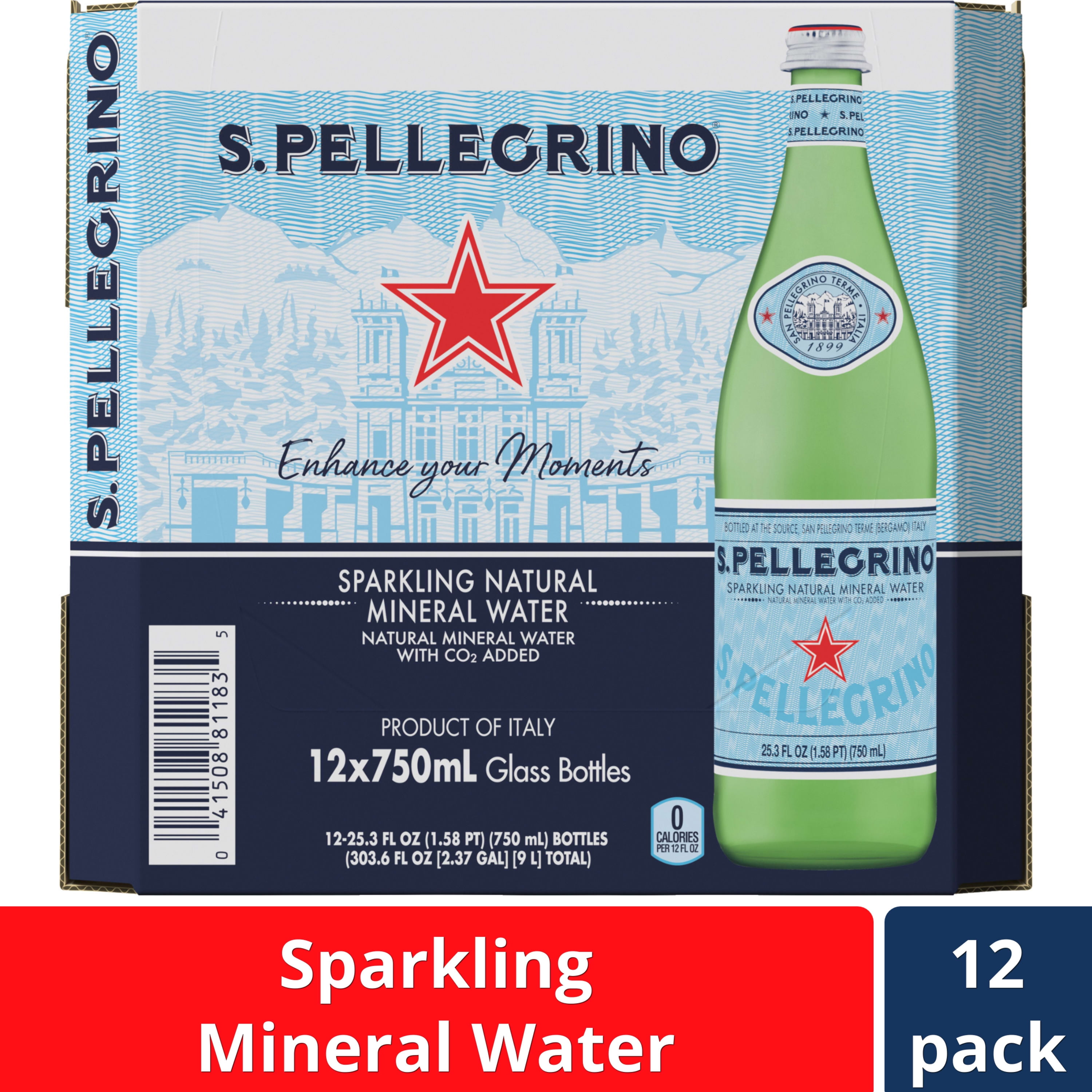 S.Pellegrino Sparkling Natural Mineral Water, 303.6 fl oz, 12 Pack