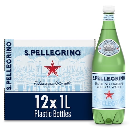 S.Pellegrino Sparkling Natural Mineral Water, 1 Liter, 12 Pack Plastic Bottles