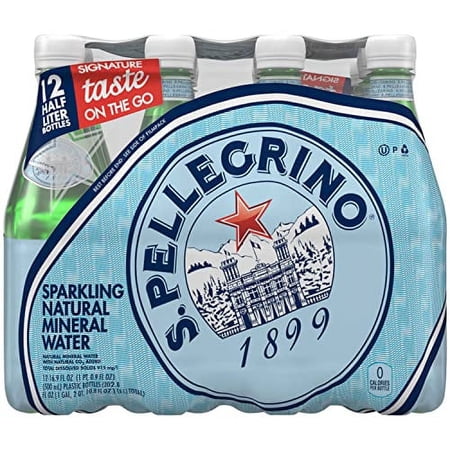 S.Pellegrino Sparkling Natural Mineral Water, Plastic Bottles, 16.9 Fl Oz (Pack of 12)