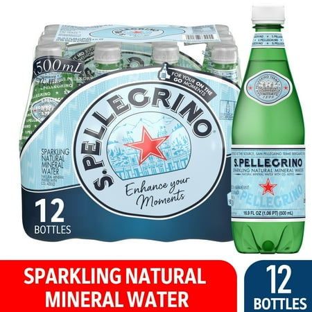 S.Pellegrino Sparkling Natural Unflavored Mineral Water, 202.8 fl oz, 12 Pack Bottles
