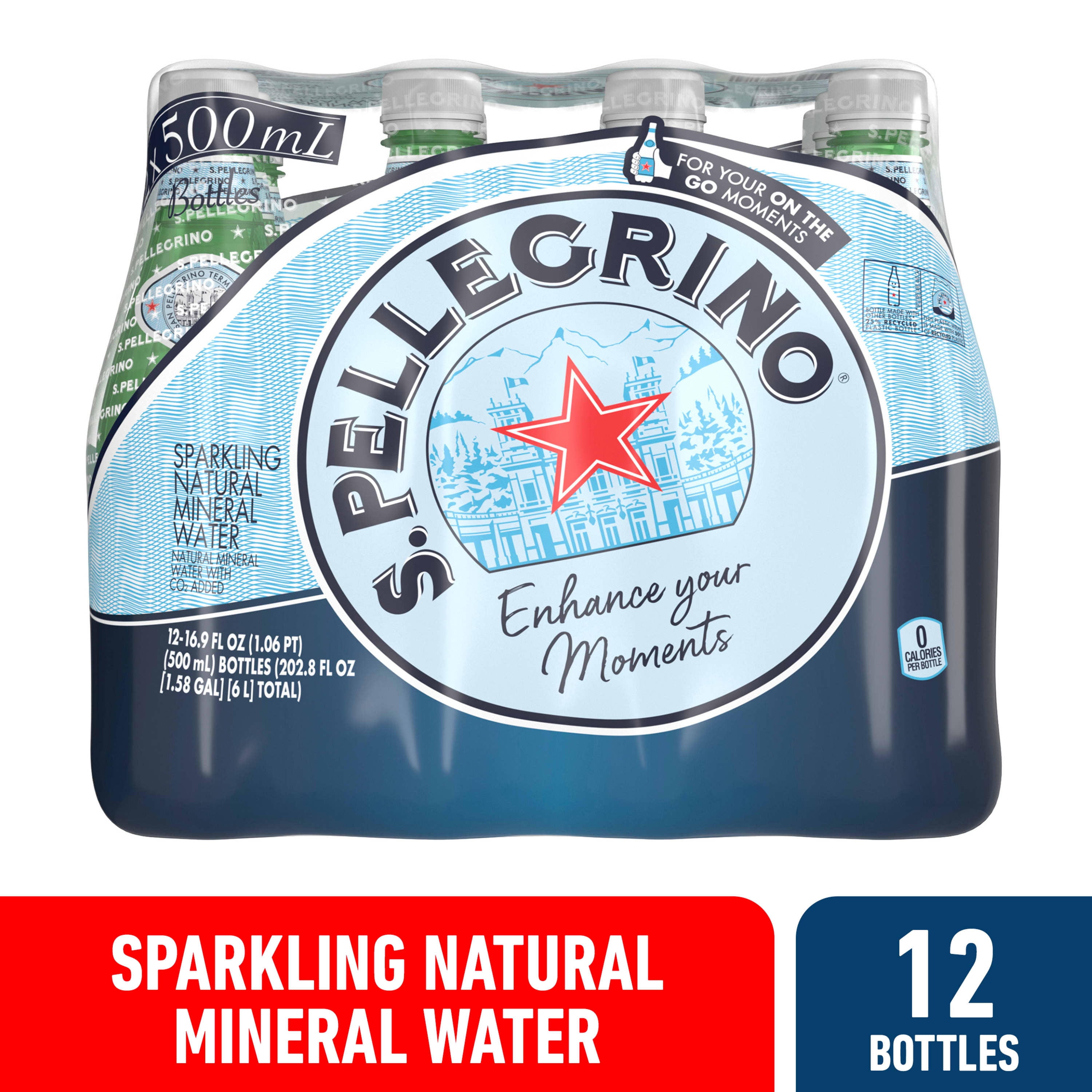 S.Pellegrino Sparkling Natural Unflavored Mineral Water, 202.8 fl oz