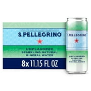 S.Pellegrino Sparkling Natural Unflavored Mineral Water, 89.2 fl oz, 8 Pack Cans